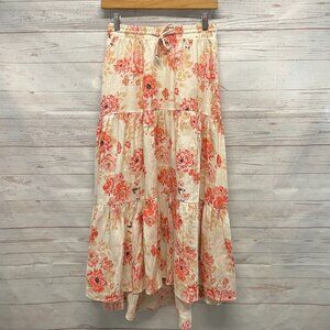 Kivari Florence Tiered Midi Skirt in Sunset Floral